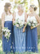 A-Line V-Neck Sleeveless Two Piece Tulle Bridesmaid Dresses,SFWG0001
