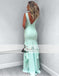 V-neck Sleeveless Jersey Prom Dresses, Front Slit Mermaid Prom Dresses, Prom Dresses, PD0399