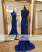 Elegant Backless Mermaid Jersey Ruffles Prom Dresses, Popular Prom Dresses , PD0392