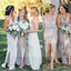 Simple Cheap Chiffon Spaghetti Strap Side Split Long Bridesmaid Dresses for Beach Wedding Party, WG100