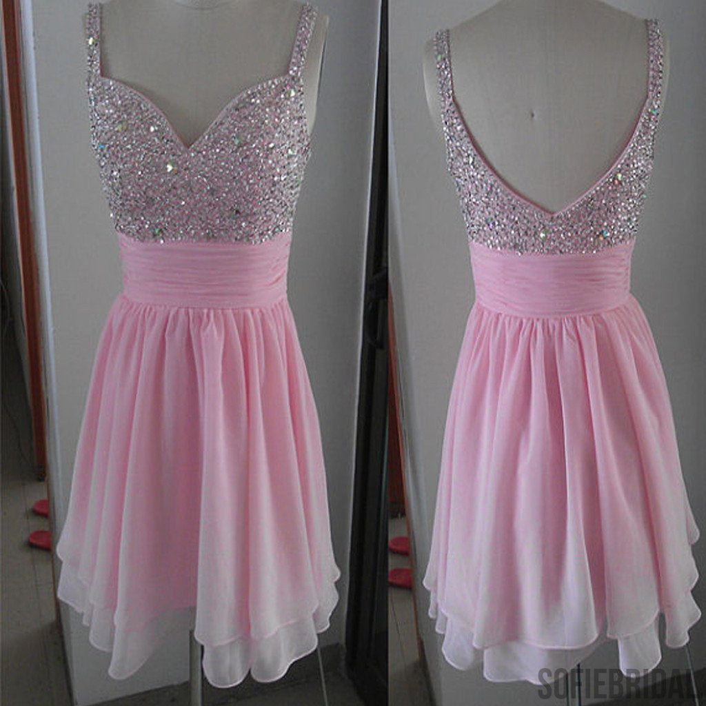 New Arrival peach pink sparkly simple cute Bohemian freshman homecoming prom dress,BD00107