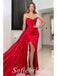 Sexy Soft Satin Sweetheart V-Neck Sleeveless Side Slit Mermaid Long Prom Dresses With Trailing,PD0767