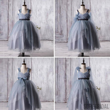Dusty Blue Tulle Flower Girl Dresses, A-line Little Girl Dresses, Affordable Junior Bridesmaid Dresses, FG056