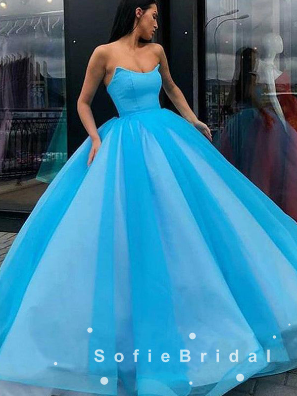 Elegant Ball Gown Strapless Custom Cheap Long Prom Dresses Online,SFPD0011