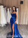 Sexy Royal Blue Sequin And Satin Sweetheart  Sleeveless Side Slit Mermaid Long Prom Dresses/Evening Dresses,SFPD0354