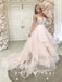 A-Line Sweetheart Tulle Long Wedding Dresses With Beading,SFWD0011