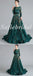 Elegant Tulle And Sequin Lace Long sleeves A-Line Long Prom Dresses, PD0822