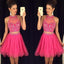 Popular rose red two pieces sparkly Crop Tops freshman for teens homecoming prom gown dress,BD00124