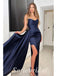 Sexy Soft Satin Sweetheart V-Neck Sleeveless Side Slit Mermaid Long Prom Dresses With Trailing,PD0766