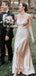 Simple Sheath V-Neck Spaghetti Straps Side Slit Long Bridesmaid Dresses,SFWG0013