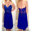 Royal blue strapless see through lace sexy simple cheap homecoming prom gown dress,BD00131