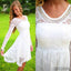 Long sleeve white see through lace simple beaded cheap homecoming prom gown dress,BD00134