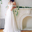 Popular Off Shoulder Long A-line White Chiffon Sexy Lace Wedding Dresses, WD0138