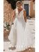 Simple A-Line V-Neck Sleeveless Tulle Wedding Dresses With Beading,SFWD0013