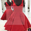 Simple Design V-neck Red Jersey Zip Up Homecoming Dresses, SF0057