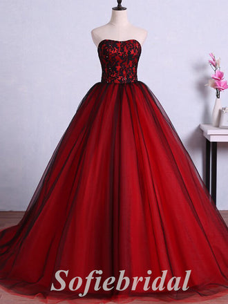 Elagant Tulle And Lace Sweetheart Sleeveless Lace Up Back A-Line Long Prom Dresses With Beading,SFPD0682