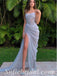 Sexy Special Fabric Spaghetti Straps Sleeveless Side Slit Mermaid Long Prom Dresses,SFPD0393