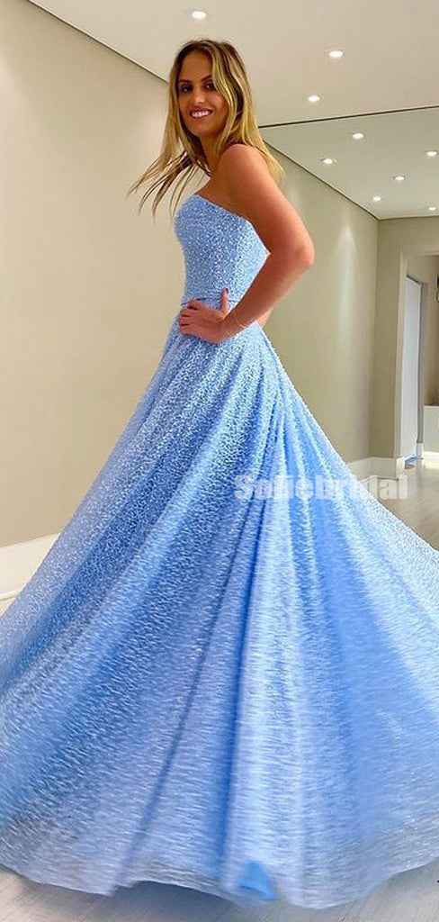 Lovely Sweetheart A-line Tulle Simple Long Prom Dresses,SFPD0135