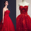 Stunning Red Tulle Sweetheart Appliques Lace Up Ball Gown Wedding Dresses, WD0150