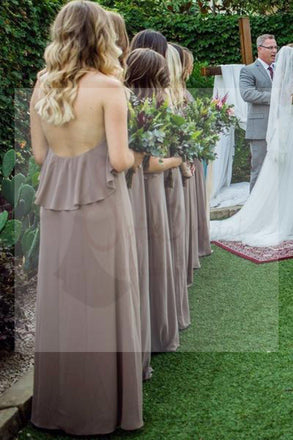 Popular Cheap Floor-length Junior Halter Long Bridesmaid Dresses, WG40