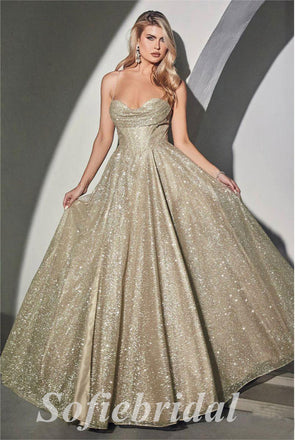 Shiny Sequin Tulle Spaghetti Straps Sleeveless A-Line Long Prom Dresses,SFPD0655