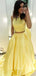 Simple A-Line Sleeveless Two Piece Yellow Cheap Long Prom Dresses,SFPD0016