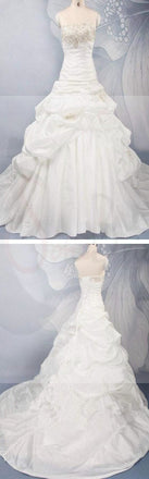 Cheap Vantage strapless Gold Lace Classic Style Wedding Party Dresses, WD0016