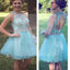 Hot Selling Tiffany Blue sparkly open back cute for teens homecoming prom dresses,BD00164