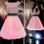 Peach Pink beaded two pieces sparkly lovely graduation for teens homecoming prom dress,BD00167