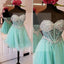 Strapless mint sparkly see through  mini homecoming prom gown dresses, BD00168