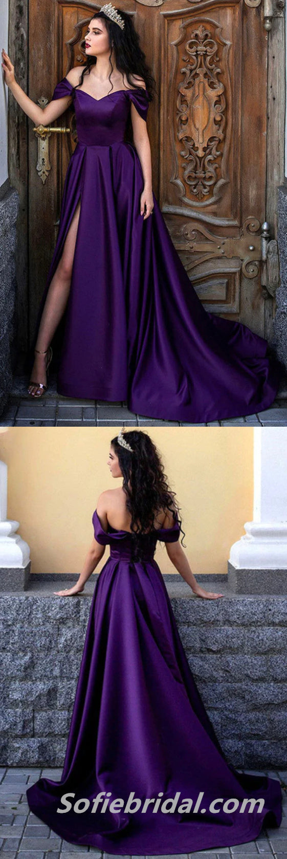 Elegant Strapless Open Back Purple Lace Long Prom Dresses, Purple Lace –  Shiny Party