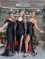 Mismatched Sexy Black Satin Sleeveless Mermaid Long Prom Dresses,SFPD0650
