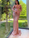 Sexy Shiny Sequin Off Shoulder V-Neck Long Sleeve Mermaid Long Prom Dresses,SFPD0413