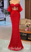 Gorgeous Red Sequin Off Shoulder Sleeveless Mermaid Long Prom Dresses,SFPD0564