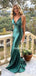 Sexy V-neck Mermaid Soft Satin Simple Long Prom Dresses,SFPD0138