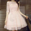 Pink lace A-line with half sleeve lovely elegant party gown homecoming prom dress,BD00174