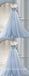 Elegant Blue Tulle Sweetheart V-Neck Sleeveless A-Line Long Prom Dresses/Ball Gown With Applique,SFPD0520