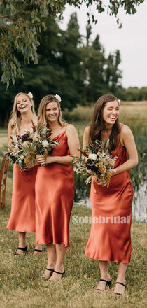Simple Spaghetti Straps Knee-length Long Bridesmaid Dresses Online,SFWG00382