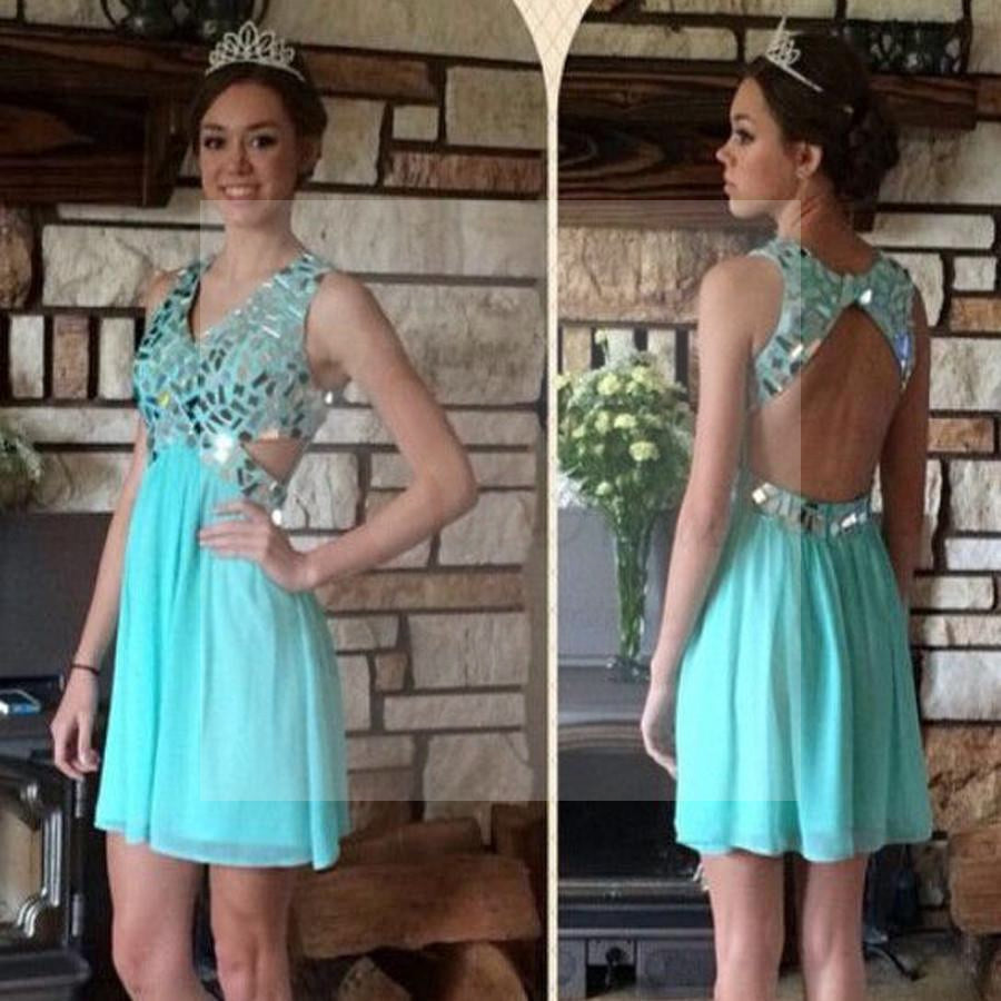 New Arrival gorgeous Mint open back sweet 16 Beautiful Rehearsal casual homecoming prom dresses, BD001186