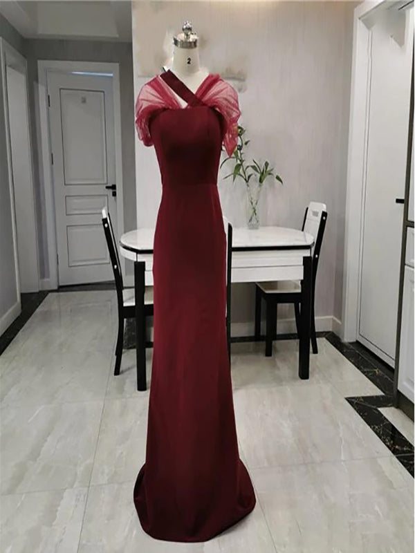Unique Rust Satin Bridesmaid Dresses Mermaid Long Wedding Guest Dress, SofieBridal Unique Rust Satin Bridesmaid Dresses Mermaid Long Wedding Guest Dress, SofieBridal