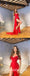 Sexy Red Satin Off Shoulder Sleeveless Side Slit Mermaid Long Prom Dresses/Evening Dresses,SFPD0362
