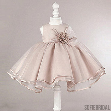 Dusty Pink Satin Tulle Zip Up Flower Girl Dresses, Lovely Little Girl Dresses with Flower Bow, FG030