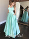 Sexy Satin Spaaghetti Straps sleeveless A-Line Long Prom Dresses With Pocket, PD0828