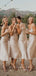Simple Sheath Spaghetti Straps Tea Length Bridesmaid Dresses With Pleats,SFWG0019