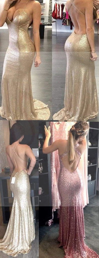 Sexy Backless Halter Mermaid Sequin Bridesmaid Dress Cheap Long Prom Dress Evening Gown, WG23
