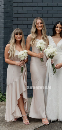 Mismatched Spaghetti Straps V-neck Long Bridesmaid Dresses Online,SFWG00383