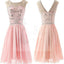 Blush Pink Beaded Chiffon Cute Graduation Dresses, Homecoming prom dresses, SF0039