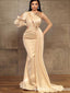 Sexy One-Shoulder Charmeuse Mermaid Prom Dress with Beadings,SFPD0206