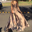 Strap Coffee Satin Chiffon A-line Prom Dresses, New Arrival Affordable Long Prom Dresses, PD0320