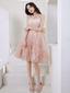 Elegant Charming Feather Tulle Appliqued Short Homecoming Dresses, HD0189